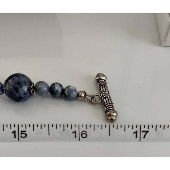 Womens  Blue Two-Tone Necklace & Ear rings Set - Picture 5 of 10